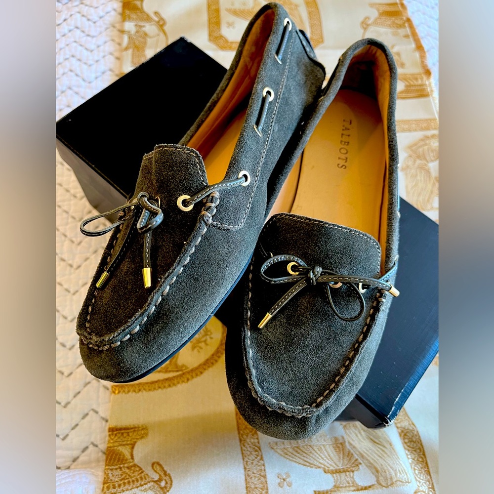 Talbots Easton2 Dark Moss Driving Mocs, suede upper, 9M